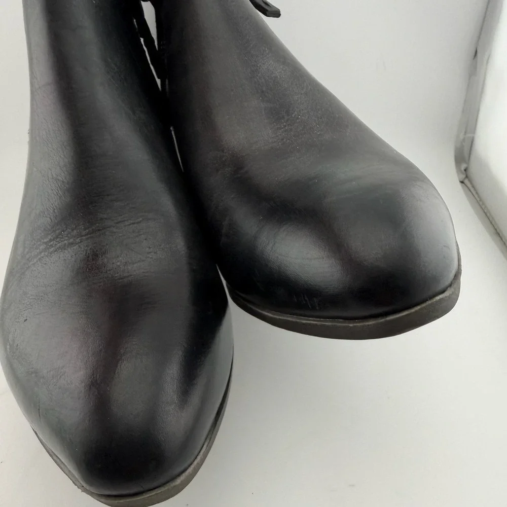 Frye Judith Double Zip Ankle Boots 8M‎ Black Leather Pointed Toe FR40838